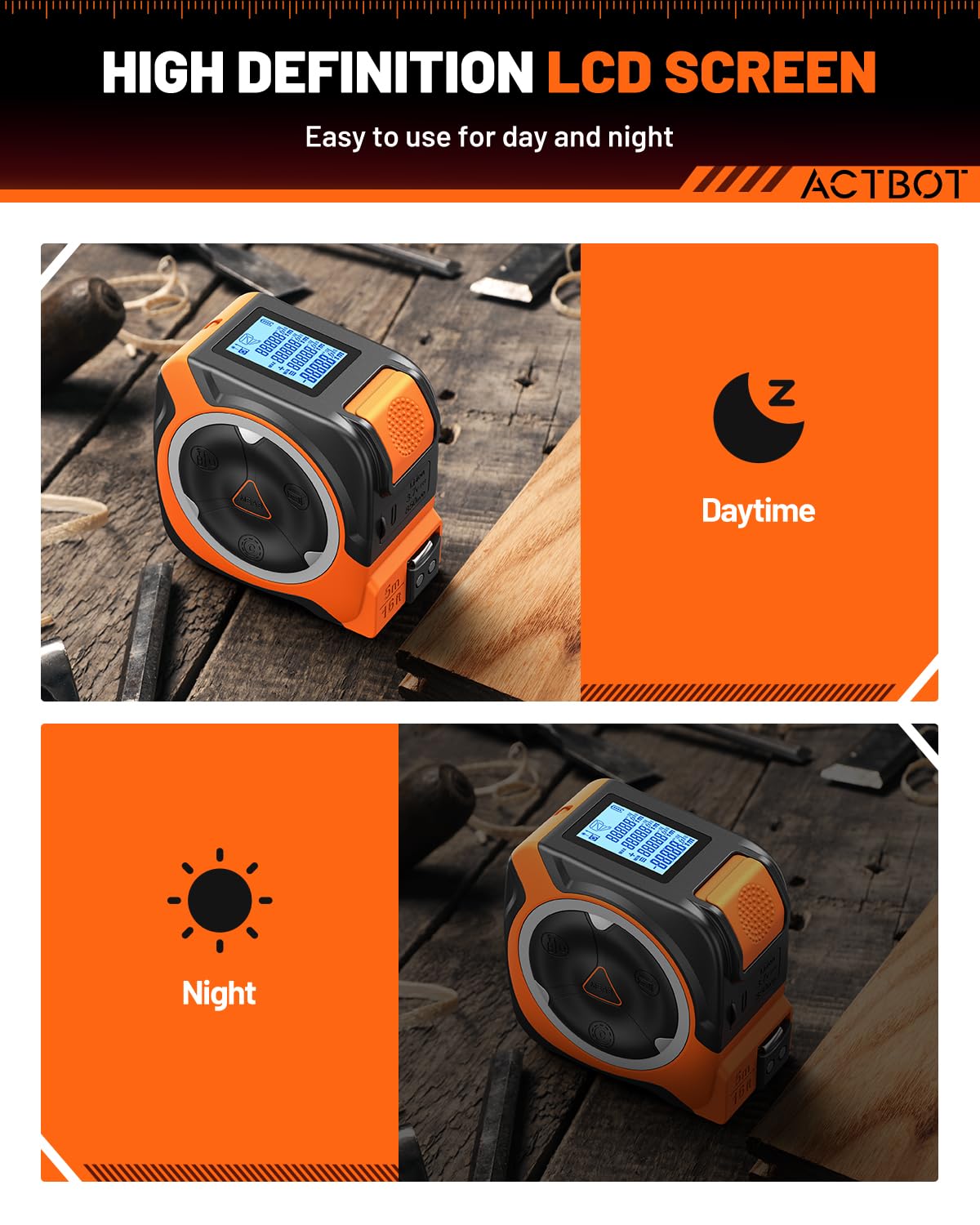 2‑in‑1 Digital Laser & Tape Measure – 197ft Laser + Auto‑Lock 16ft Tape | USB‑C Rechargeable, Multi‑Function Modes