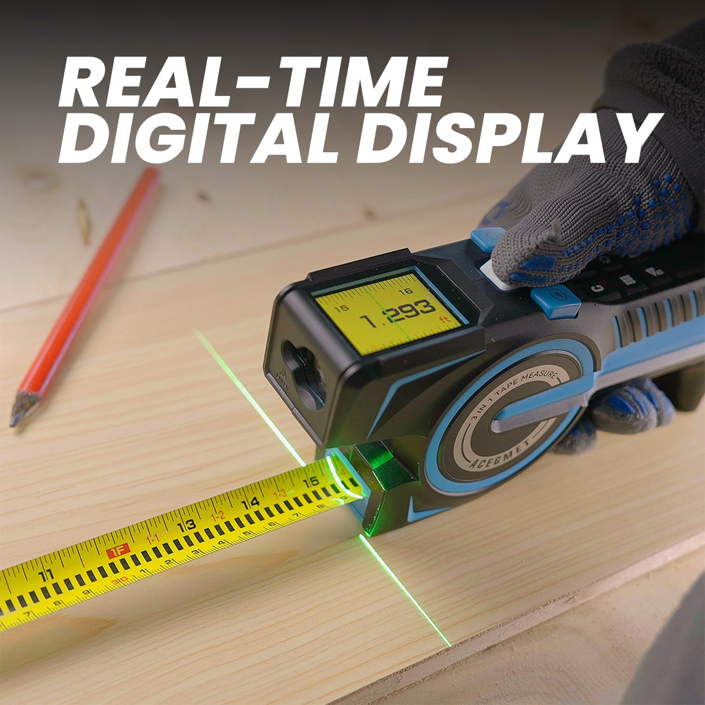 3-in-1 Smart Digital Measuring Tool – 330ft Laser + Auto-Lock Tape + Digital Display | USB Rechargeable & Battery Swappable