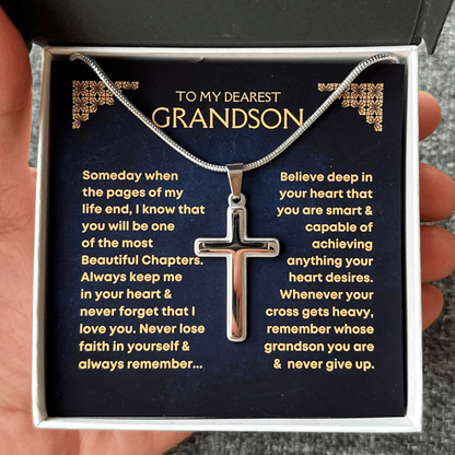 Cross Necklace- Grandson, Never Lose Faith