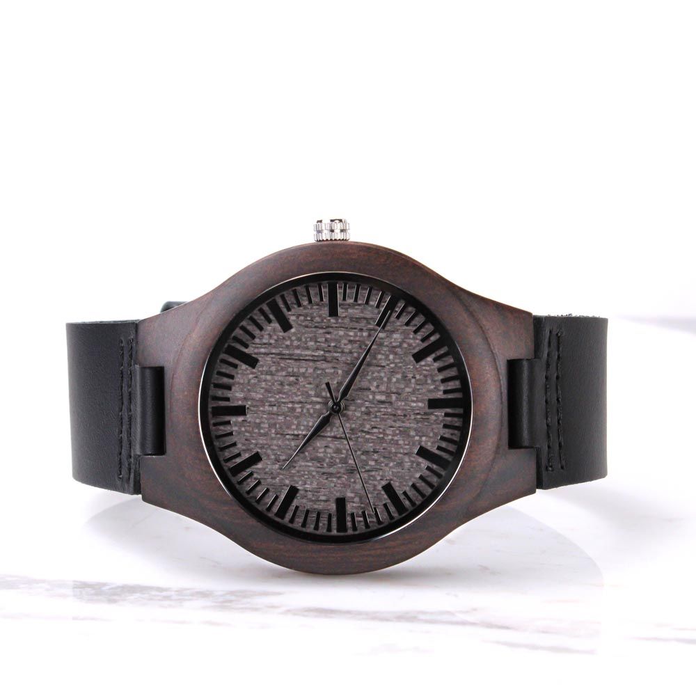 TO HUSBAND Personalized Ebony Watch – Engraved Leather Strap Gift