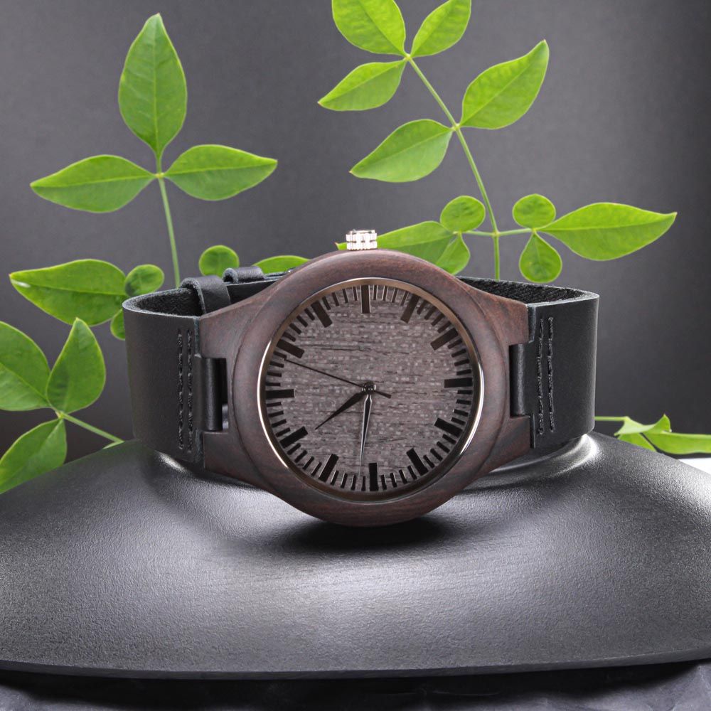 TO HUSBAND Personalized Ebony Watch – Engraved Leather Strap Gift