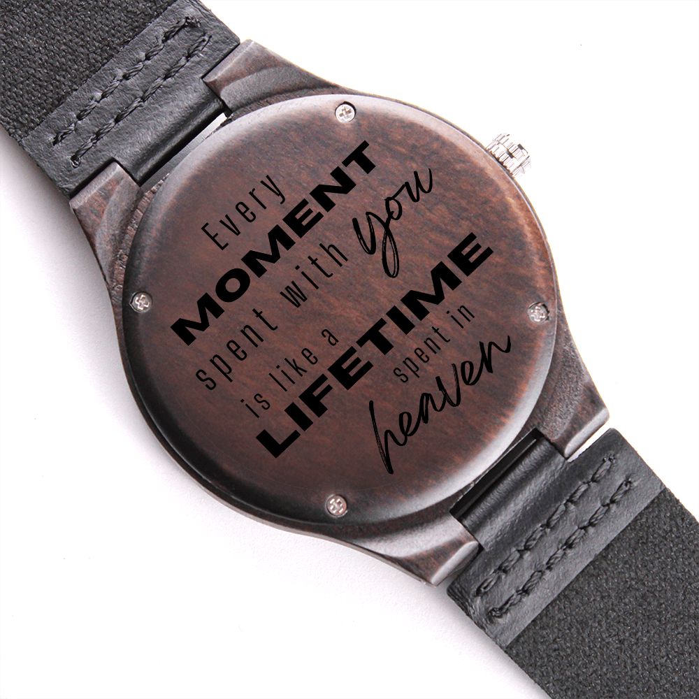 TO HUSBAND Personalized Ebony Watch – Engraved Leather Strap Gift