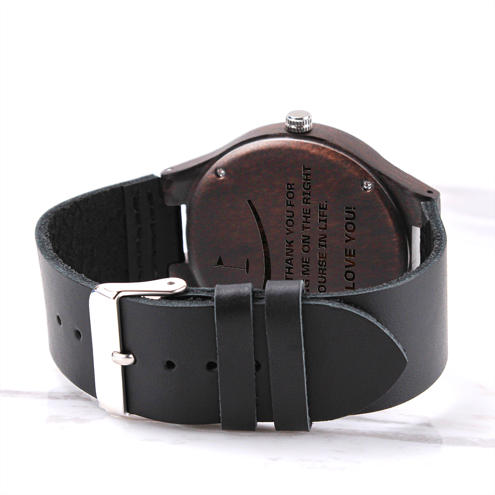 Watch for Dad - Golf Gifts for Men - Engraved Wooden Watch with Leather Band