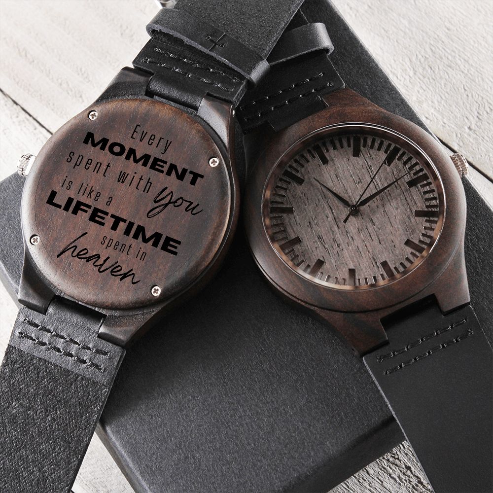 TO HUSBAND Personalized Ebony Watch – Engraved Leather Strap Gift