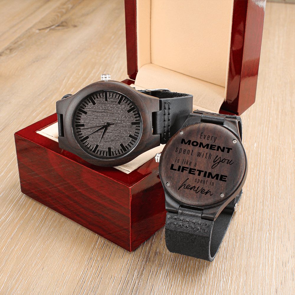 TO HUSBAND Personalized Ebony Watch – Engraved Leather Strap Gift