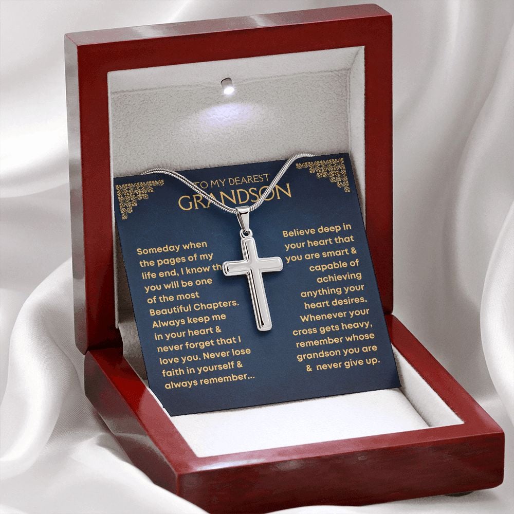 Cross Necklace- Grandson, Never Lose Faith