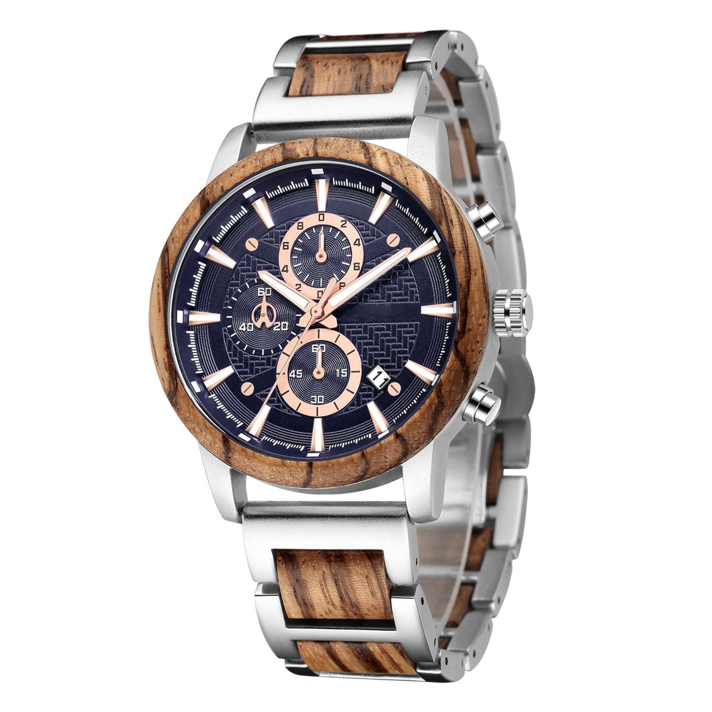 Darwin - Silver & Zebrawood Chronograph